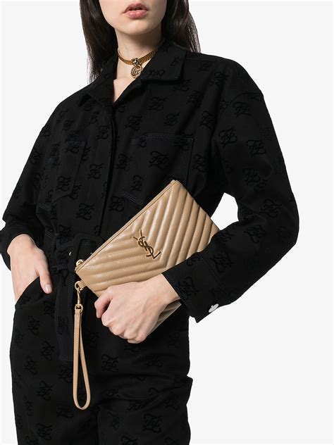 ysl monogram clutch dark beige|buy YSL clutch online.